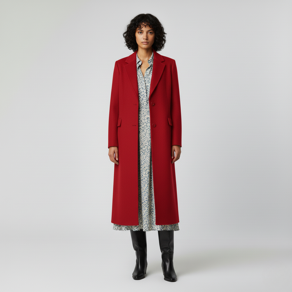 Long Tailored Coat with Modern Minimalist Design