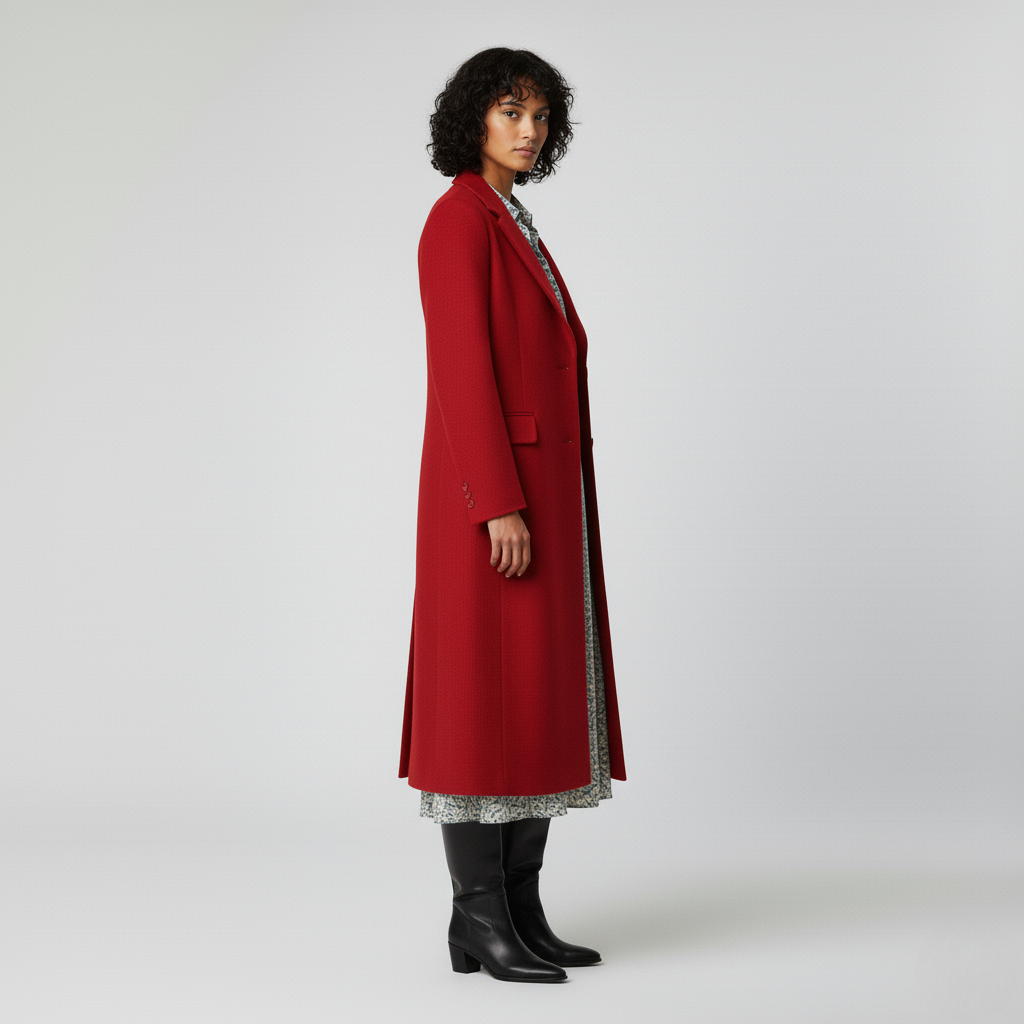 Long Tailored Coat with Modern Minimalist Design