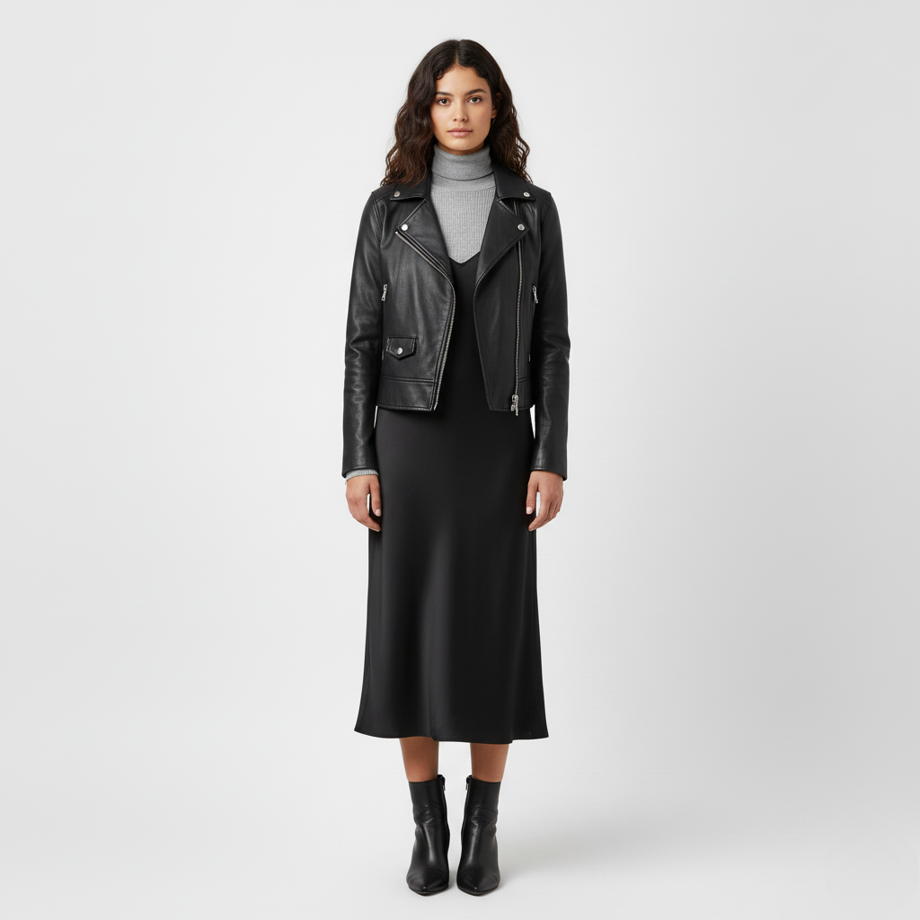 Classic Black Leather Biker Jacket